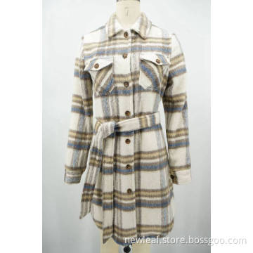Shell 100% Polyester Tweeds 385G Ladies Buttoned Coat